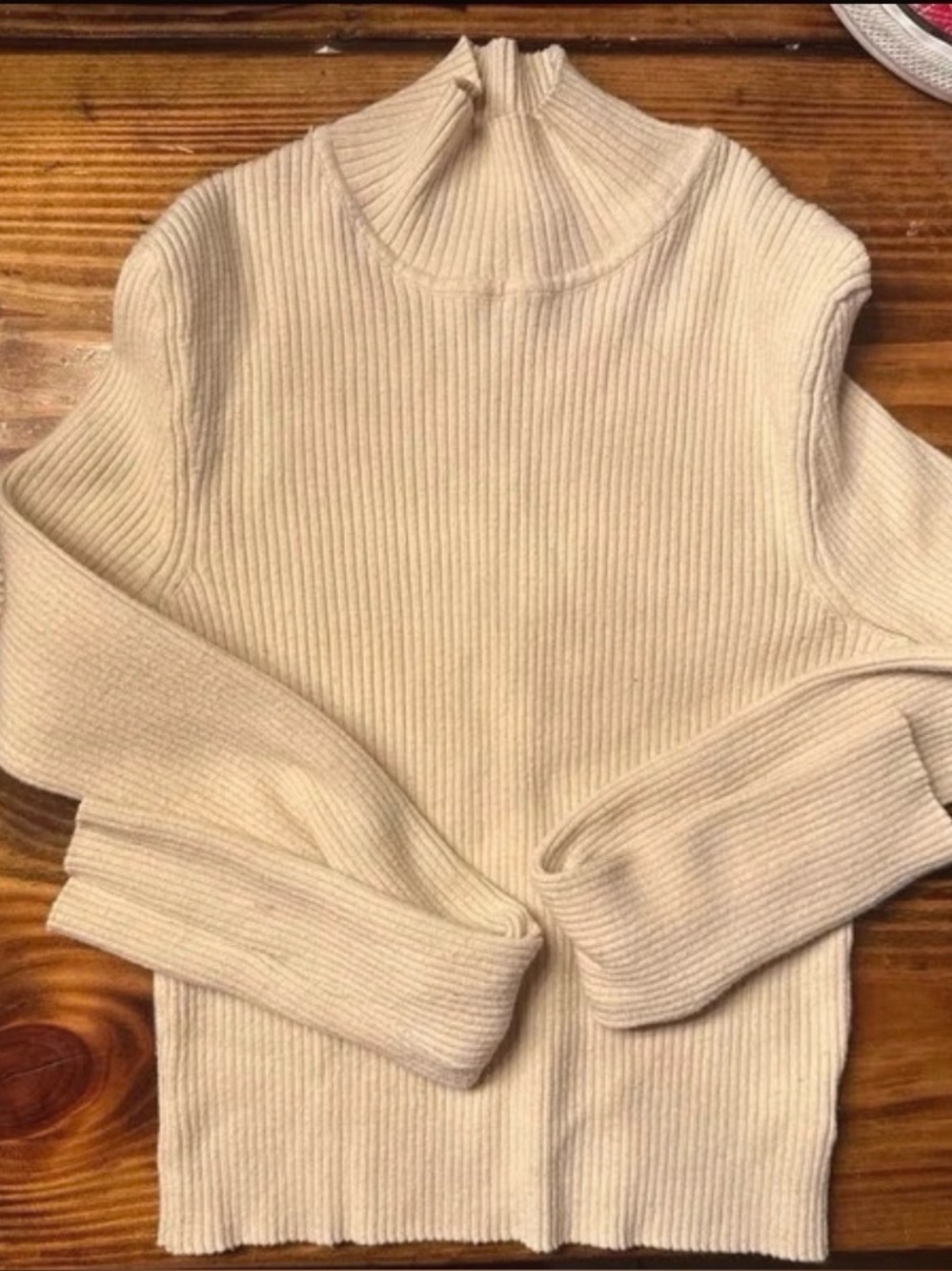 Princess Polly Cream Ribbed Turtleneck Sweater
